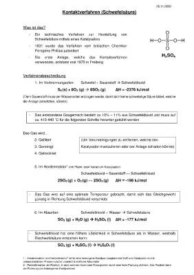 Kontaktverfahren und Herstellung von Schwefelsäure einfach erklärt