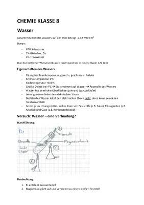 Steckbrief Wasser Chemie Klasse 8 – Besondere & Physikalische Eigenschaften + Nachweis Methoden