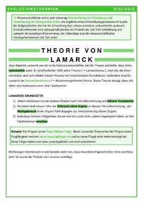 Lamarck und Darwin im Vergleich - Evolutionstheorien Tabelle