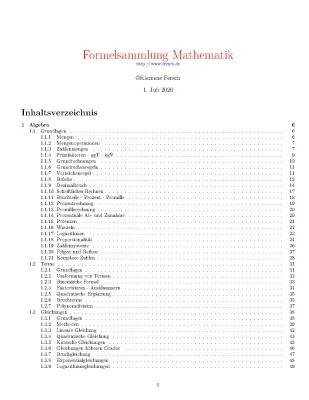 Formelsammlung Mathe PDF: Abitur, Oberstufe, Realschule, Klasse 5-10