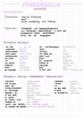 Französisch Lernen: Mediation Übungen und Briefe für die Schule