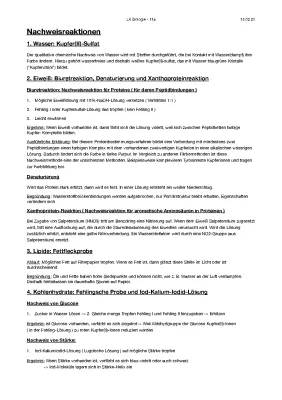 Nachweis von Wasser, Eiweiß, Lipiden und Kohlenhydraten mit einfachen Experimenten