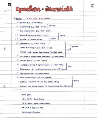 Epochenübersicht Deutsch Abi: PDF, Zeitstrahl und Merkmale