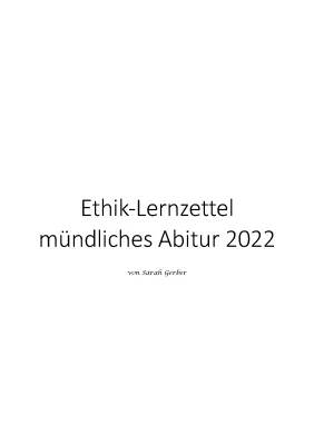 Ethik Abitur Hessen 2024: Lernzettel für mündliches Abitur