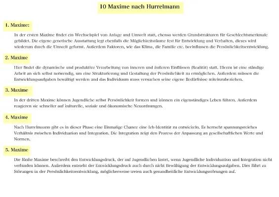 Die 10 Maxime von Hurrelmann: Zusammenfassung und PDF