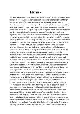 Tschick Zusammenfassung PDF: Alle Kapitel und Figuren einfach erklärt!