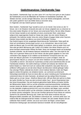 Paul Zechs Gedicht 'Fabrikstraße Tags' - Analyse, PDF und Interpretation