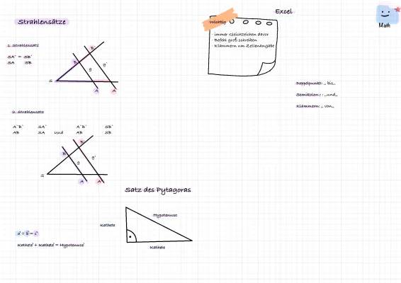 Was berechnet man mit dem Strahlensatz? Und wie funktioniert der Satz des Pythagoras in Excel?