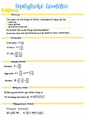 Analytische Geometrie: Übersicht, Lernzettel & Aufgaben mit Lösungen