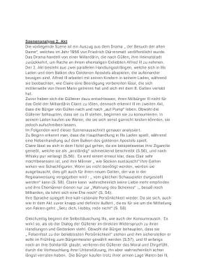 Der Besuch der alten Dame - Szenenanalyse Akt 2, Seiten 35-40 & 86-91, PDF & Zusammenfassung