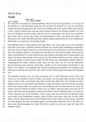 Sybille Berg Nacht Kurzgeschichte: Text, Erzählperspektive und Unterrichtsmaterial