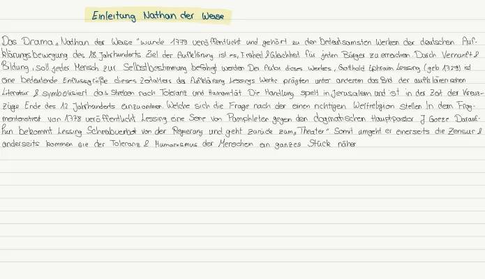 Nathan der Weise - Einfache Szenenanalyse und Kurzbiografie von Lessing