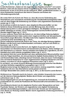 Sachtextanalyse: Beispiele und Lösungen (Klasse 9 und 10) - PDF