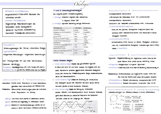 Bio Abi Lernzettel GK: Ökologie, Genetik und Neurobiologie Übersicht