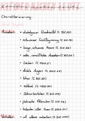 Kleider machen Leute: Charakterisierung von Nettchen, Wenzel und Böhni - Klasse 7 und 8