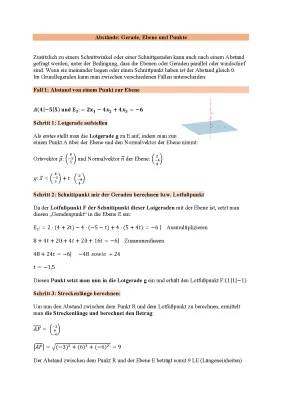 Abstandsberechnungen mit Lotfußpunkt und Hesse'scher Normalenform - Aufgaben und Beispiele