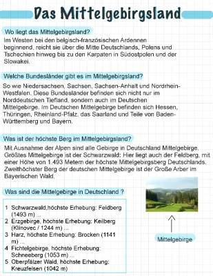 Mittelgebirge in Deutschland: Karte, Höchster Berg und Mehr für Klasse 5