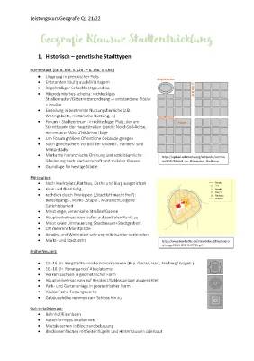 Zusammenfassung historisch-genetische Stadtentwicklung Klausur - Gartenstadt, Sozialistische Stadt, und mehr