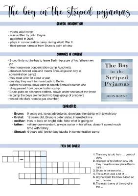 The Boy in the Striped Pajamas Summary & Info: Characters, Chapters, and Worksheets