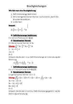 Bruchgleichungen: Übungen, Lösungen und Rechner