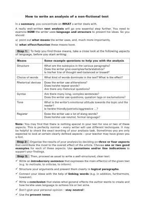 Non-Fictional Text Analysis Example PDF + Useful Phrases