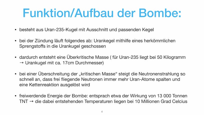 
<p>Zunächst wurde die Atombombe entwickelt, da die USA befürchtete, dass Deutschland ihnen zuvorkommen könnte. Albert Einstein arbeitete ge