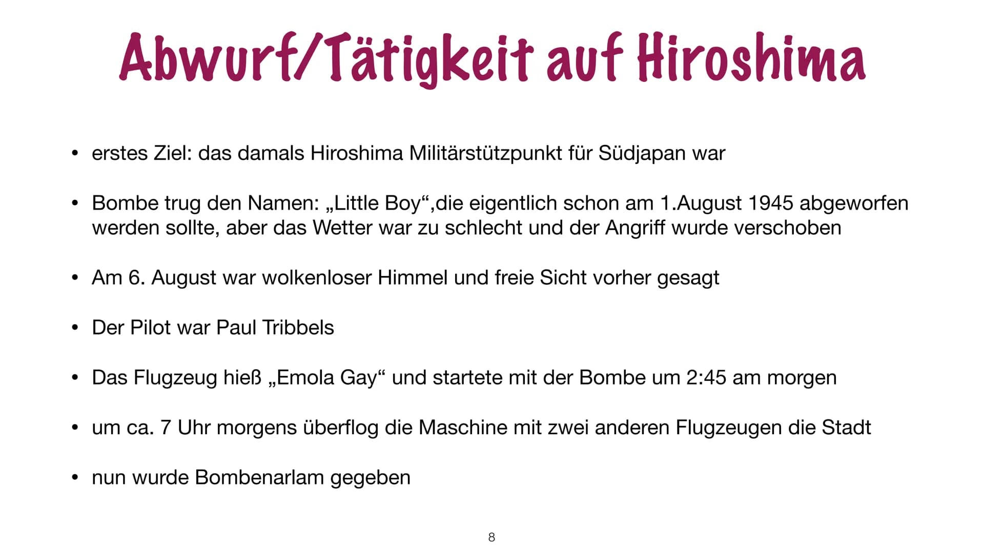 
<p>Zunächst wurde die Atombombe entwickelt, da die USA befürchtete, dass Deutschland ihnen zuvorkommen könnte. Albert Einstein arbeitete ge