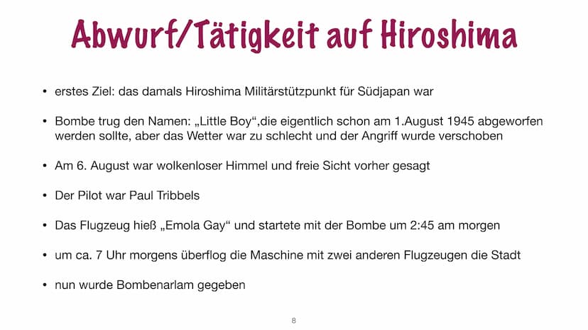 
<p>Zunächst wurde die Atombombe entwickelt, da die USA befürchtete, dass Deutschland ihnen zuvorkommen könnte. Albert Einstein arbeitete ge