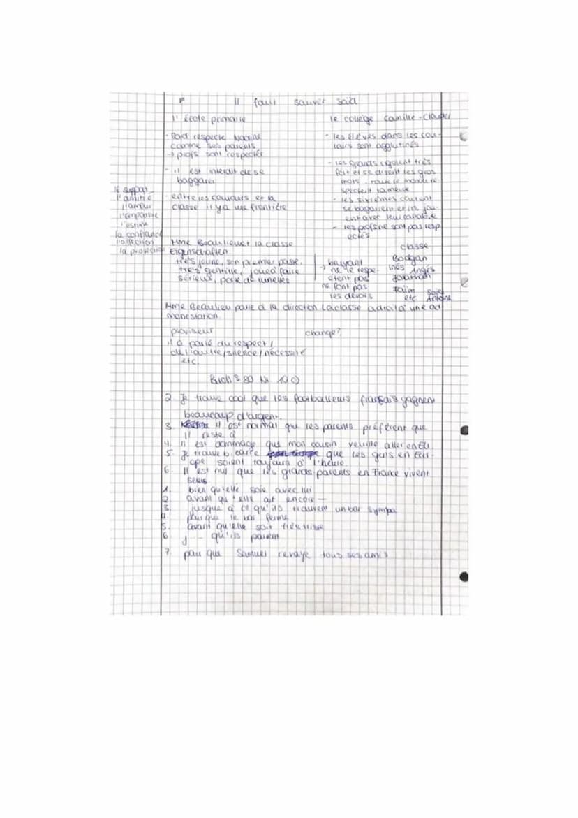  IL
I école primaire
·Boid respecte Noons
comme ses parents
→ profs sont respectés
F
・il est interdit de se
baggare
16 support
l'amiti
Hambu