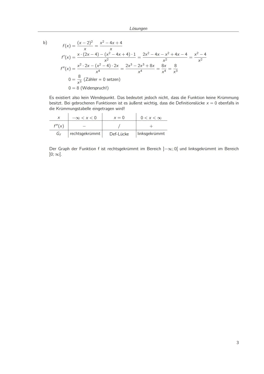 Inhaltsverzeichnis
1 Analysis
1.1 Wendepunkte und Krümmung
Lösungen
1
1
2 1 Analysis
1.1 Wendepunkte und Krümmung
Merke
1. f"(x) bestimmen
2