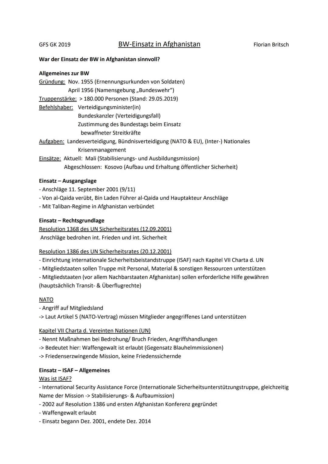 뉴 Textquellen GFS Florian Britsch (Afghanistan Einsatz BW)
03.07.19: https://de.wikipedia.org/wiki/Deutsche Beteiligung am Krieg in Afghanis