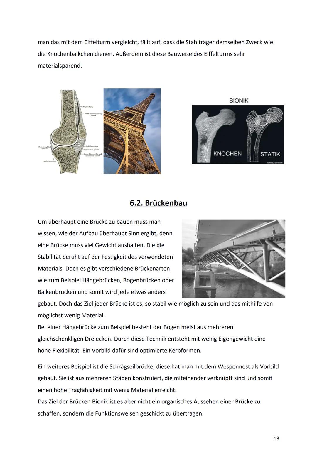 Bionik und
Brückenbau
Von: Dokumentationsmappe
Bionik und
Brückenbau
Datum:
Von:
1 1. Bionik Definition
2. Konstruktionsbionik
2.1 Bionic Ca