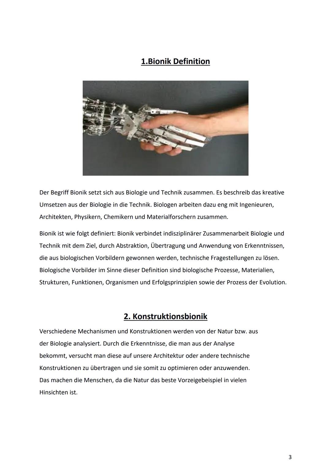 Bionik und
Brückenbau
Von: Dokumentationsmappe
Bionik und
Brückenbau
Datum:
Von:
1 1. Bionik Definition
2. Konstruktionsbionik
2.1 Bionic Ca