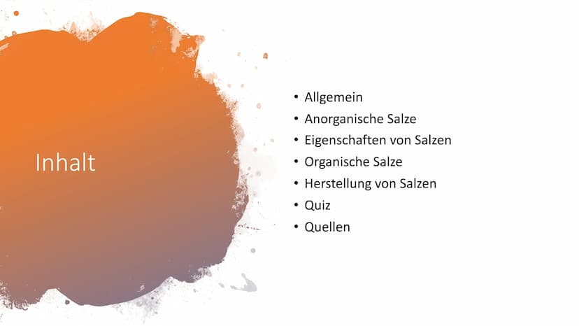 Salze
Chemie 1 Allgemeines
Als Salze bezeichnet man chemische Verbindungen bzw. kristalline
Substanzen, die aus positiv geladenen lonen (Kat