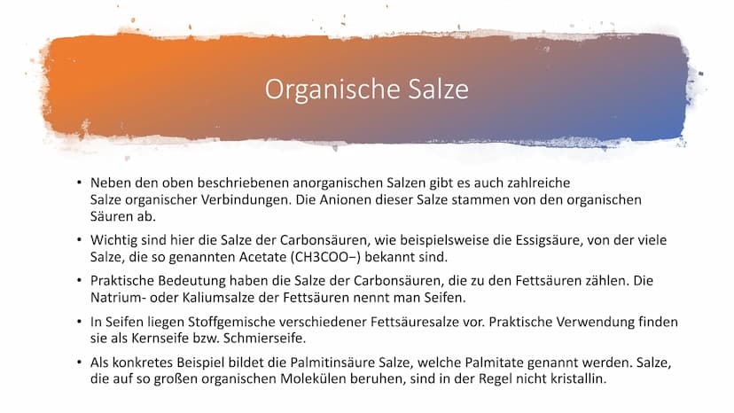 Salze
Chemie 1 Allgemeines
Als Salze bezeichnet man chemische Verbindungen bzw. kristalline
Substanzen, die aus positiv geladenen lonen (Kat
