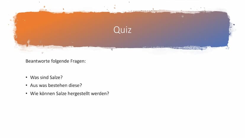 Salze
Chemie 1 Allgemeines
Als Salze bezeichnet man chemische Verbindungen bzw. kristalline
Substanzen, die aus positiv geladenen lonen (Kat
