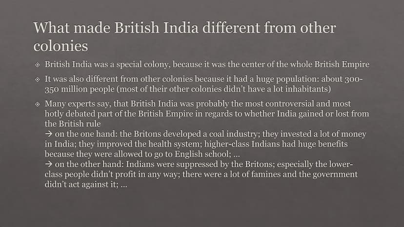 53
India
a former British colony Vocabulary
English
rule
merchant
imperialism
spices
Navy
(to) suppress
famine
to be oppose to
German
hier i