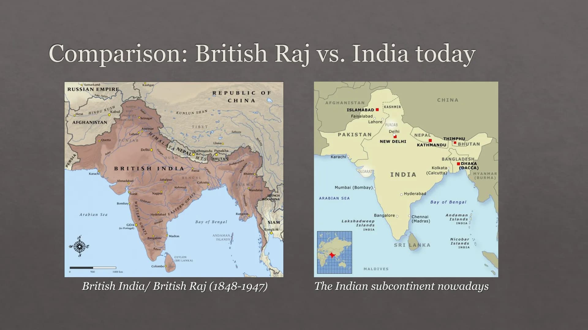 53
India
a former British colony Vocabulary
English
rule
merchant
imperialism
spices
Navy
(to) suppress
famine
to be oppose to
German
hier i