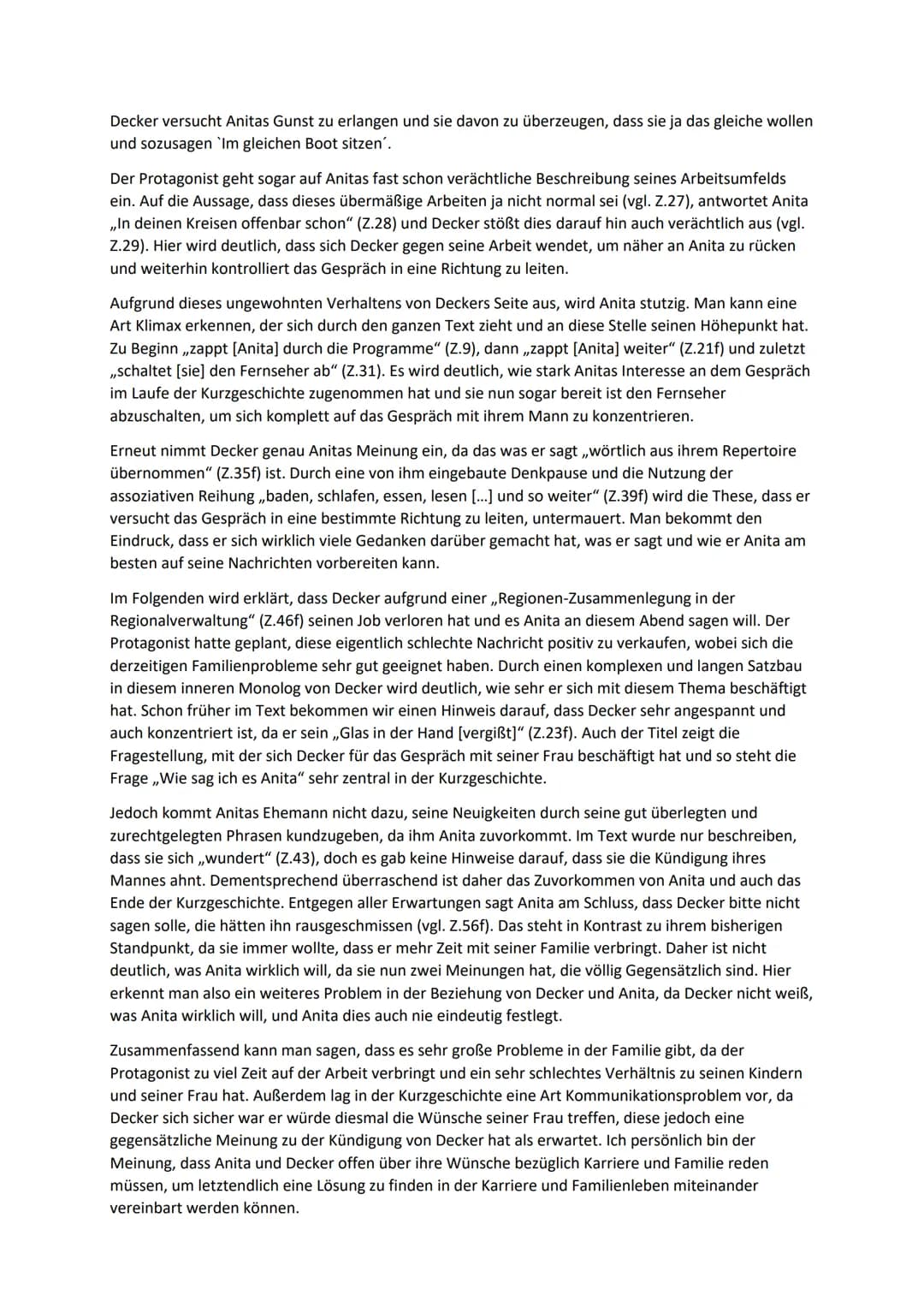 Kurzgeschichteninterpretation - Wie sag ich es Anita
Die Kurzgeschichte ,,Wie sag ich es Anita" von Martin Suter aus dem Jahr 2001 thematisi