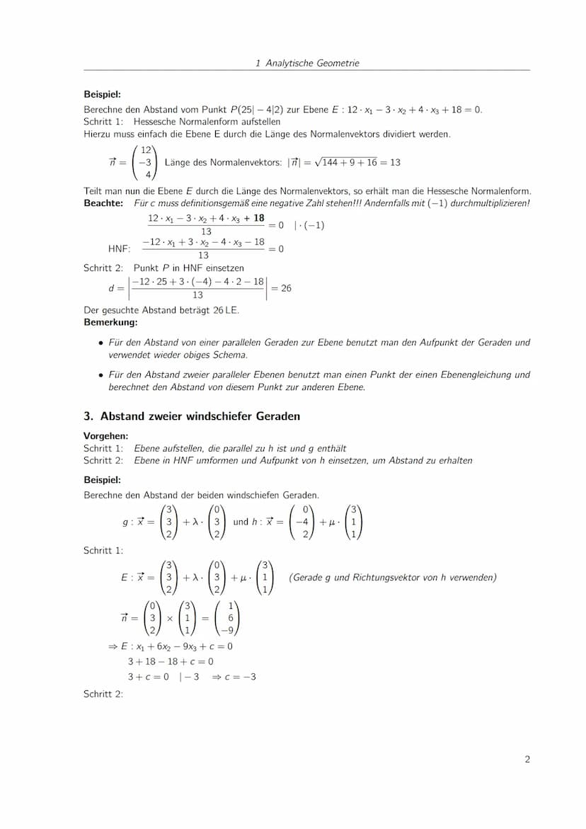 Inhaltsverzeichnis
1 Analytische Geometrie
1.1 Abstand von Punkt-Gerade / Punkt-Ebene / Gerade-Gerade
Lösungen
1
1
4 1 Analytische Geometrie