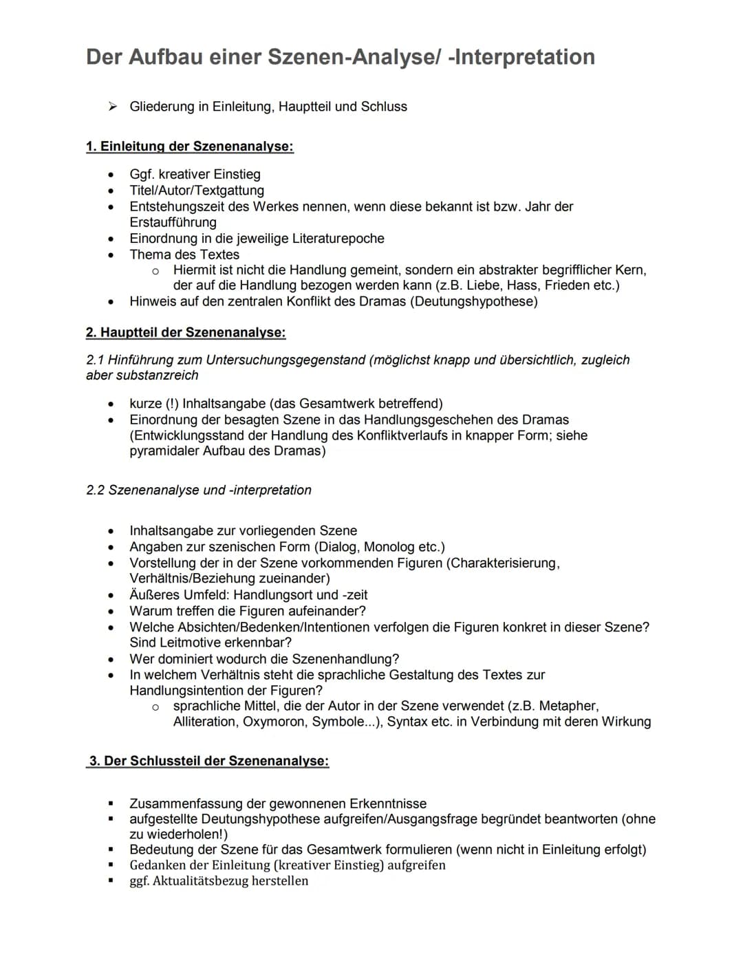 Analyse einer Dramenszene
Erster Leseeindruck
1. Listen Sie Ihre ersten Leseeindrücke stichpunktartig
auf. Diese können sich beziehen auf de