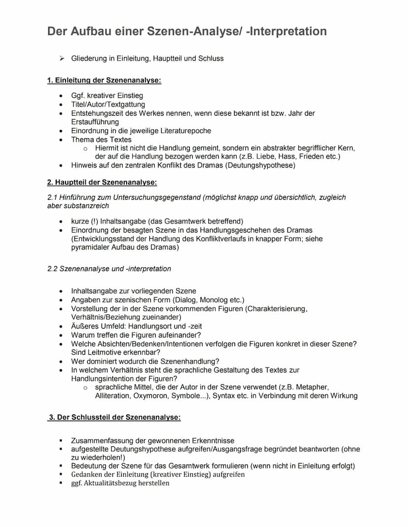 Analyse einer Dramenszene
Erster Leseeindruck
1. Listen Sie Ihre ersten Leseeindrücke stichpunktartig
auf. Diese können sich beziehen auf de