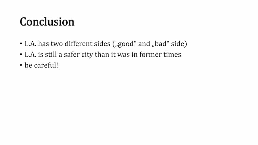 What comes to your mind if you think
about Los Angeles? ■
Different crimes and the distribution of them in L.A.
the crime rate in L.A. is hi