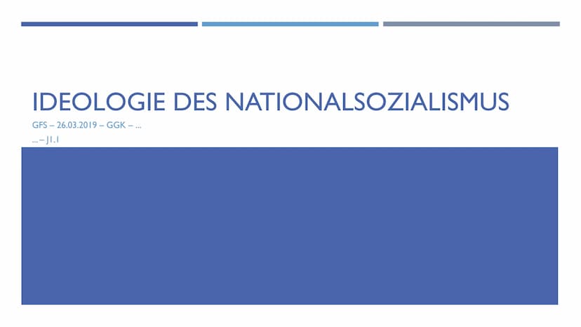 IDEOLOGIE DES NATIONALSOZIALISMUS
GFS-26.03.2019 - GGK -...
...-JI.I Name:
Klasse: J1.1
Datum: 26.03.2019
Rassenlehre / Sozialdarwinismus
● 
