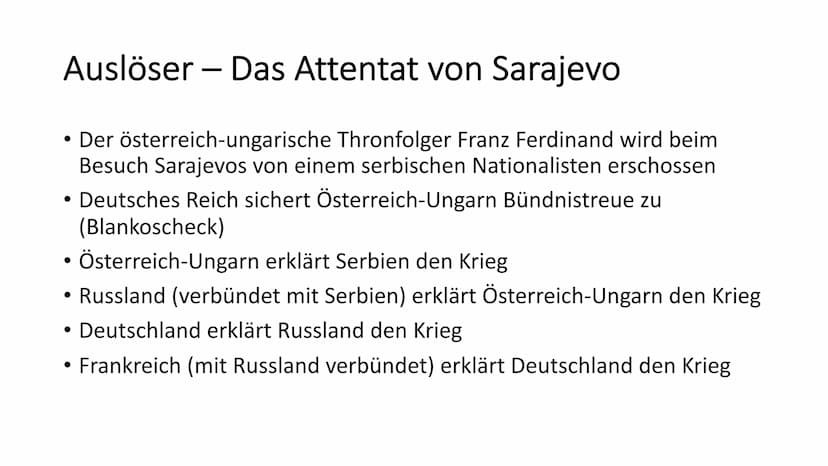 Der 1. Weltkrieg
1914-1918 Gliederung
Zahlen und Fakten
Hintergründe und Auslöser
• Die Kriegsparteien
• Verlauf des Krieges
Krieg im Westen