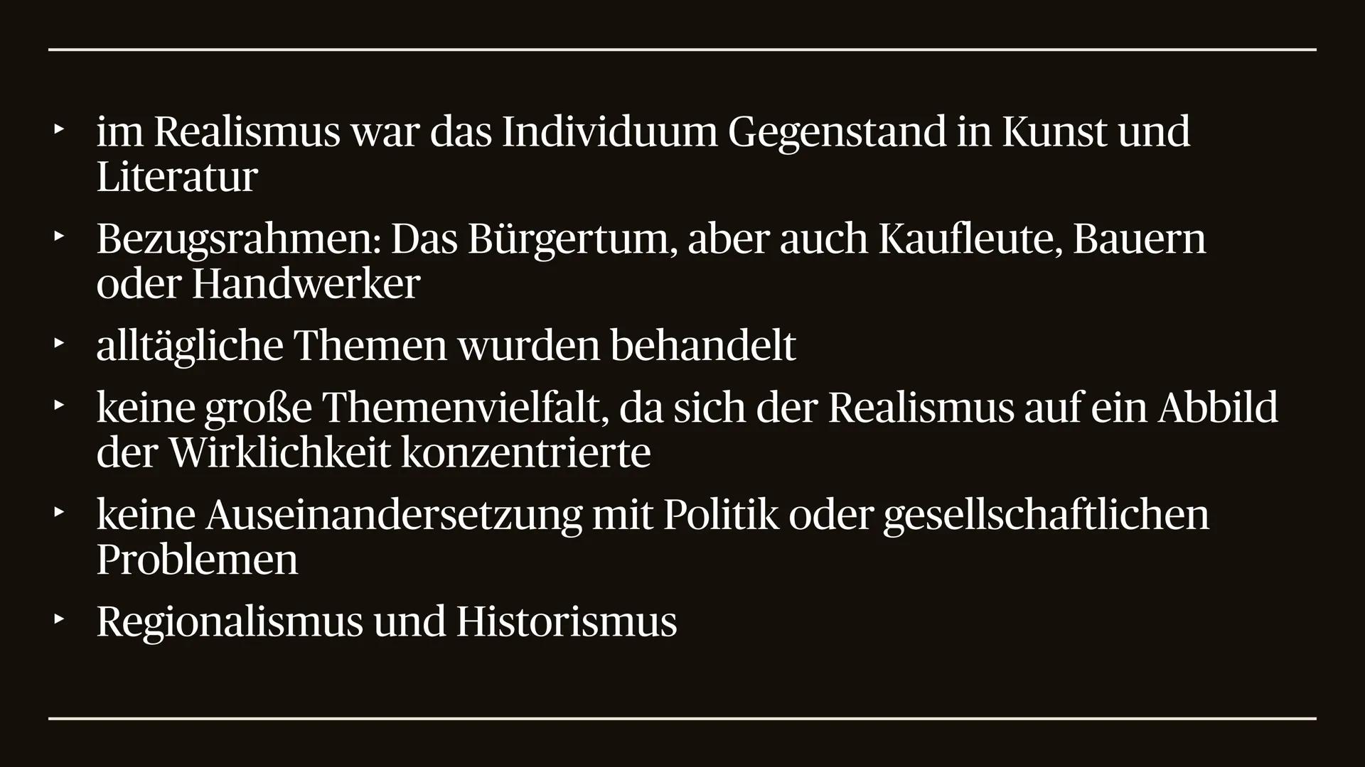 645
Der Realismus
1848 bis 1890 ,,Er ist die Widerspiegelung alles wirklichen Lebens, aller
wahren Kräfte und Interessen im Elemente der Kun