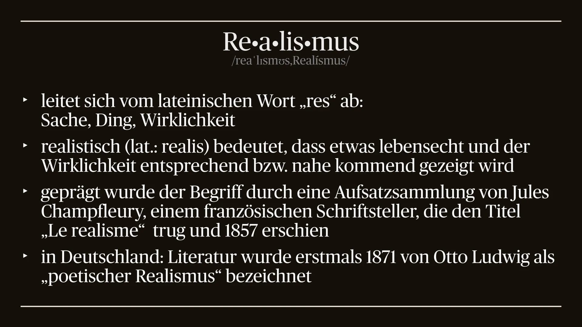 645
Der Realismus
1848 bis 1890 ,,Er ist die Widerspiegelung alles wirklichen Lebens, aller
wahren Kräfte und Interessen im Elemente der Kun