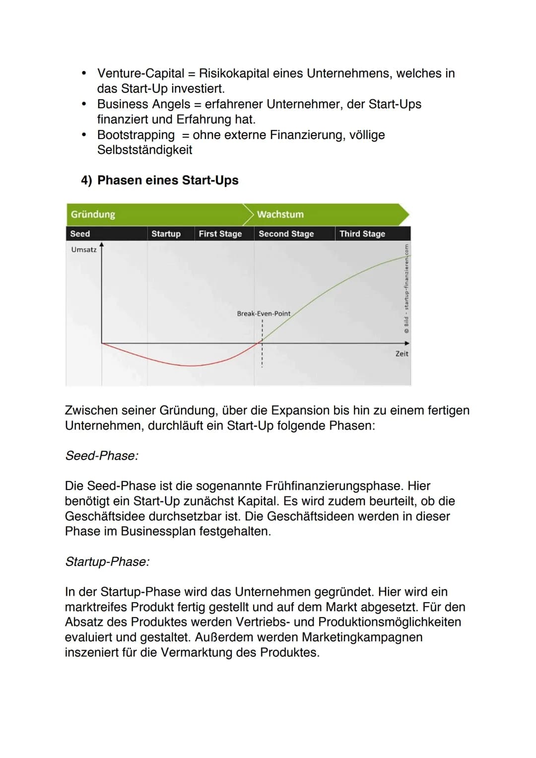 START-UPS Start-ups
1) Definition
Ein Start-Up ist eine kürzlich gegründete Firma. Im sogenannten
Lebenszyklus befindet sich ein Start-Up in