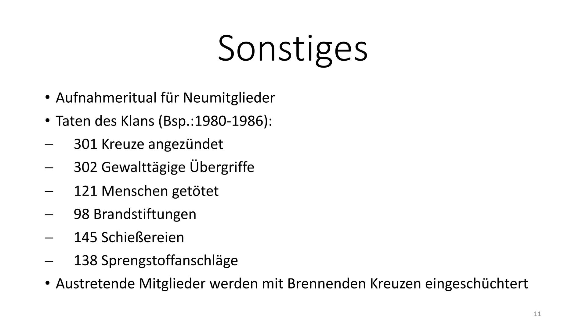 Namensherkunft: griech.: kyklos-Kreis und kelt.:klan=Familie
Allgemeines
●
Der Ku-Klux-Klan - Ein rassistischer Geheimbund
Handout
●
●
rassi