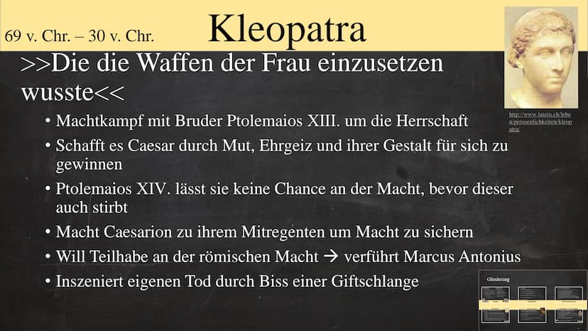 GFS-Geschichte
Antike
Kleopatra
- Mann
Wie und Wann begann die Emanzipation der Frau?
Die Rolle der Frau im Längsschnitt
Mittelalter
Jeanne 